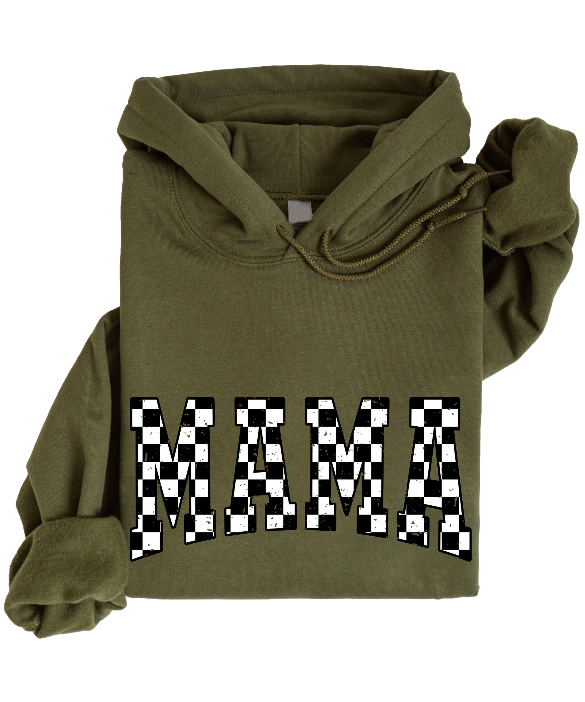 Checkered Mama hoodie for women in Army Green - view 3