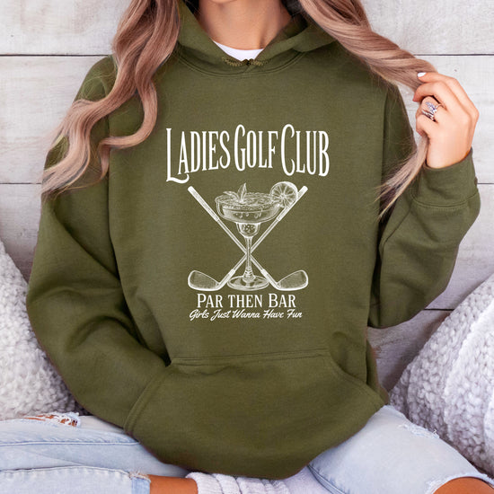Ladies Golf Club Par Then Bar Hoodie for Women - Army Green 3