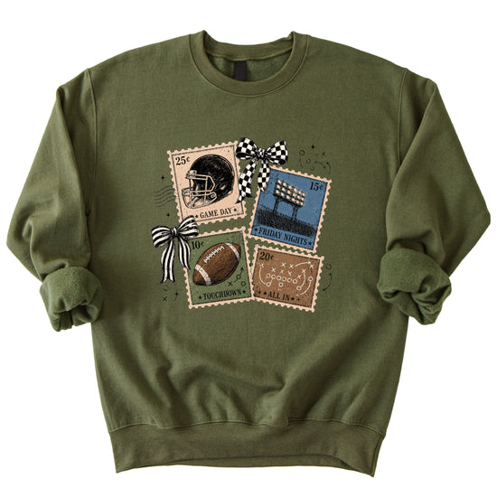 Vintage Football Army Green crewneck sweatshirt, view 3