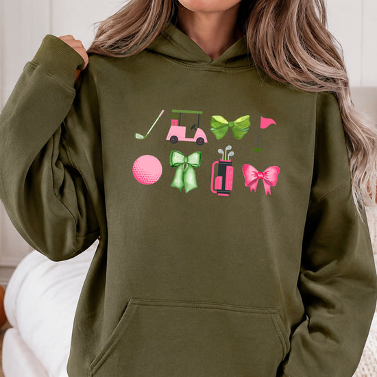 Womens Golf Coquette Bow hoodie in Army Green - view 3