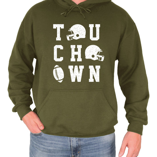 Touchdown football hoodie Army Green view 3