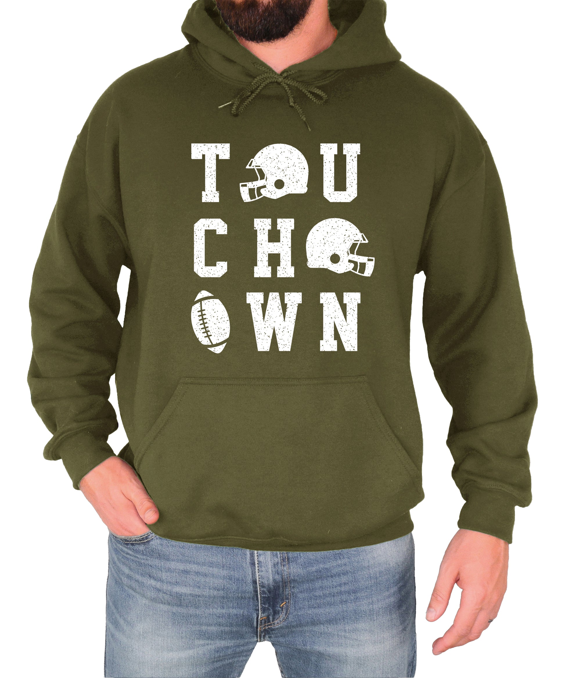 Touchdown football hoodie Army Green view 3