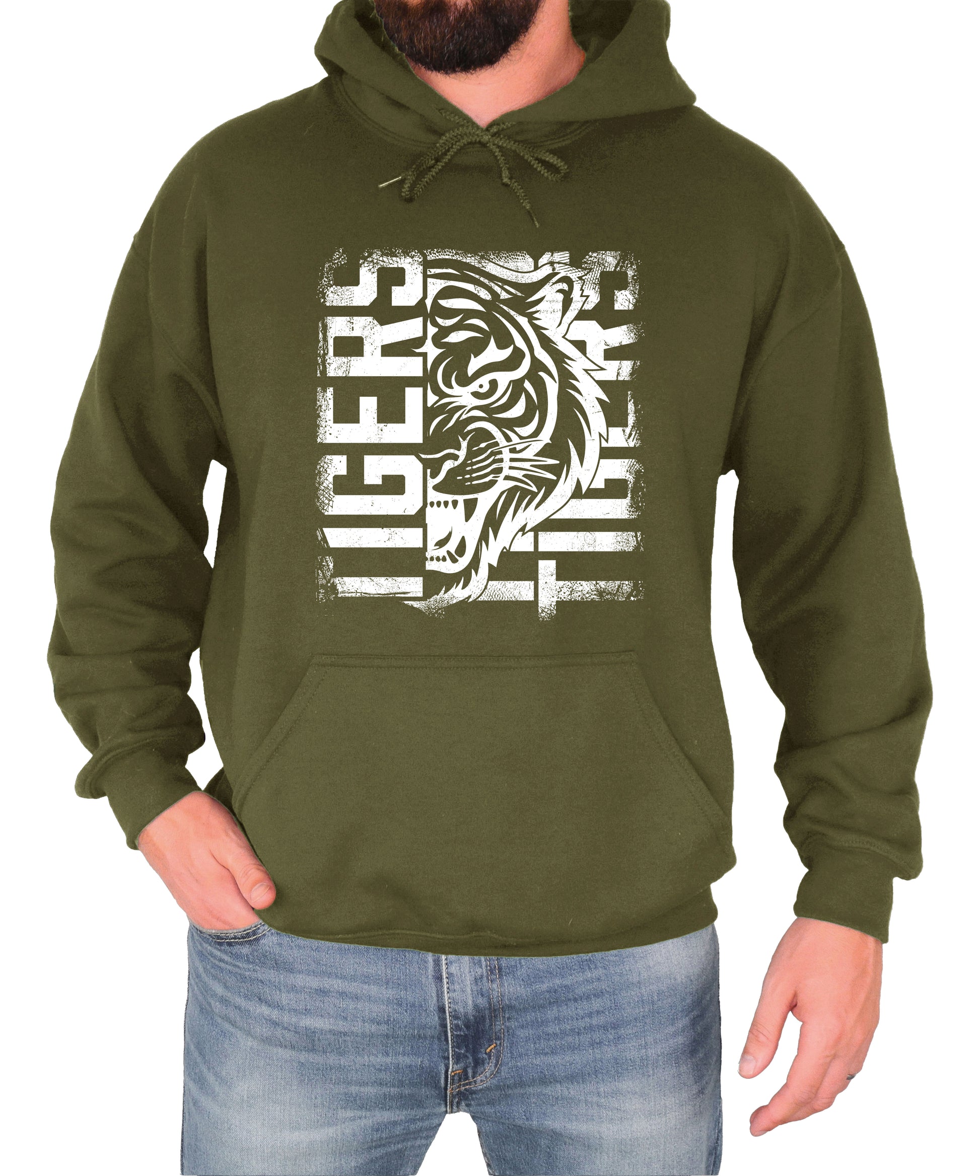 Tigers School Spirit Hoodie Army Green view 3