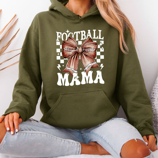 Football Mama Hoodie for Women – Army Green view 3