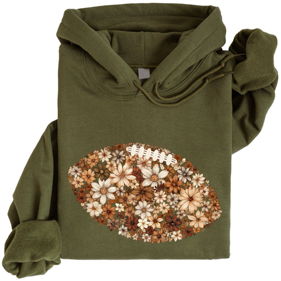Floral Football Army Green Hoodie for Women - view 3