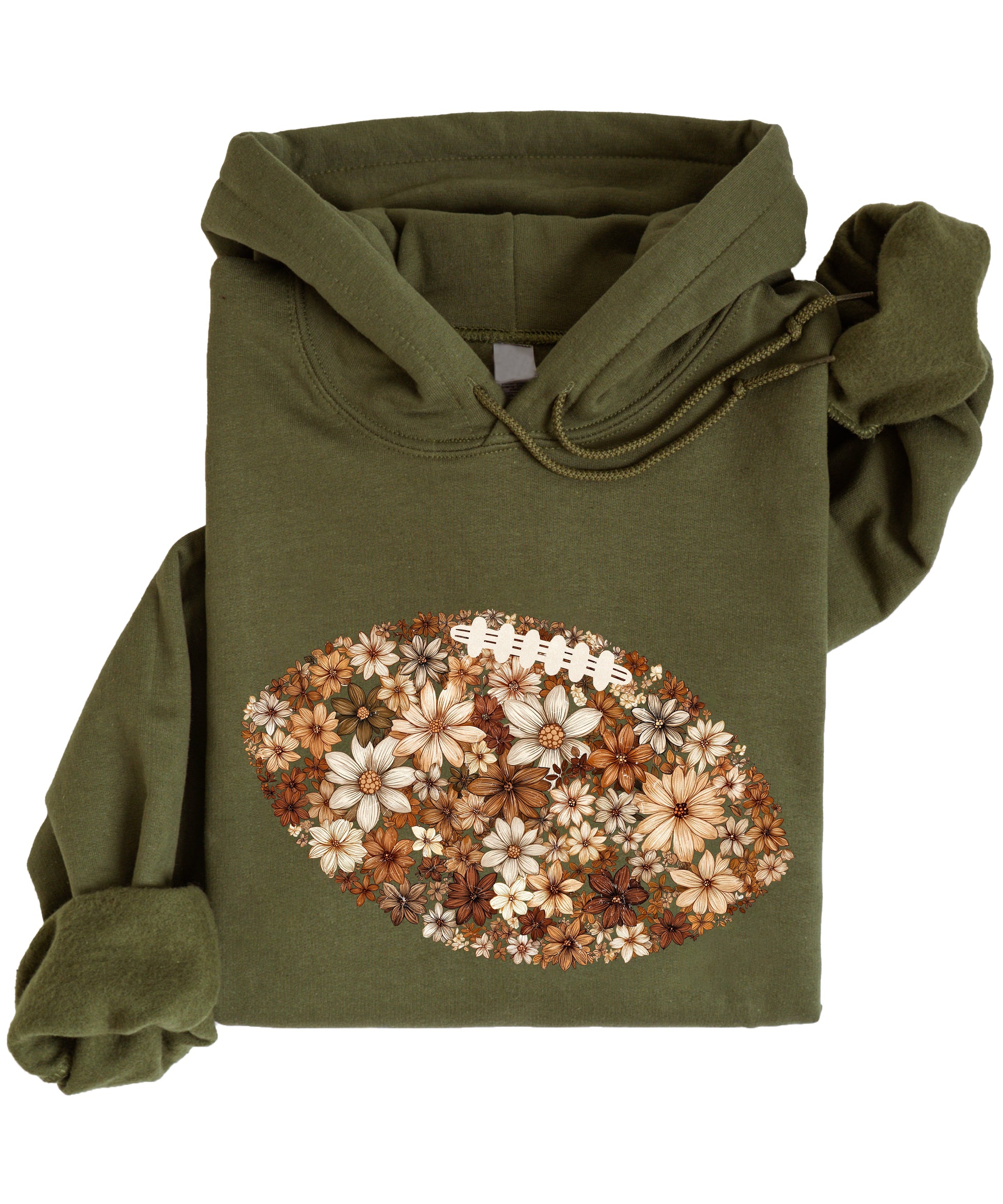 Floral Football Army Green Hoodie for Women - view 3