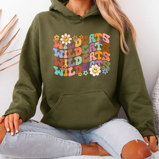 Wildcats Retro Floral Hoodie - Army Green view 3