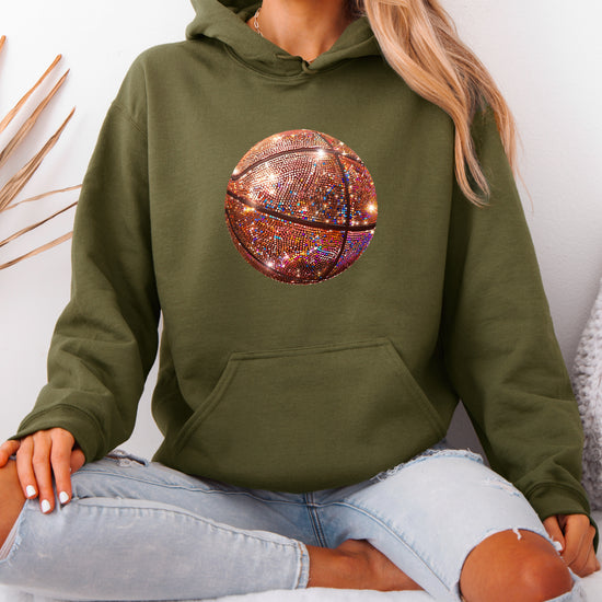 Glitter basketball hoodie in Army Green - view 4