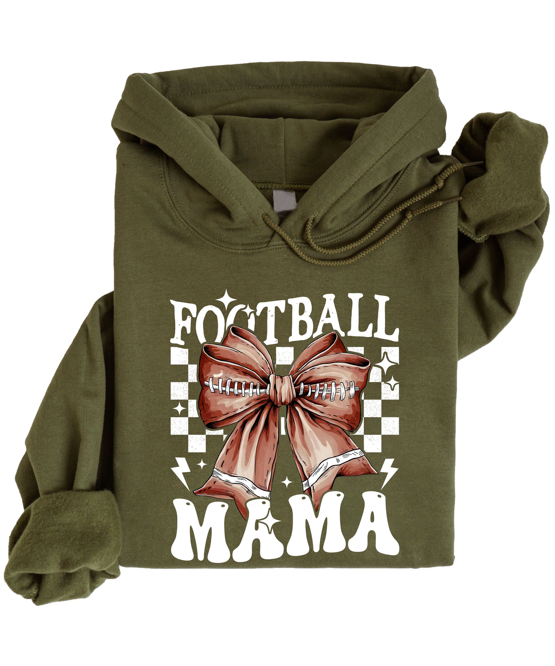 Football Mama Hoodie for Women – Army Green view 4