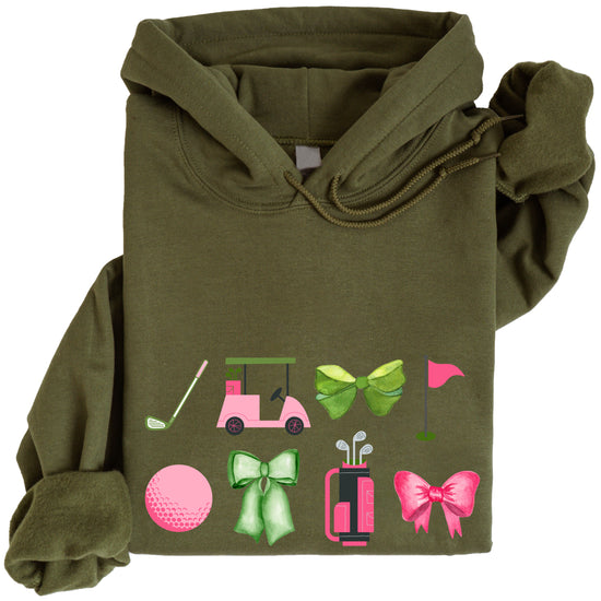 Womens Golf Coquette Bow hoodie in Army Green - view 4