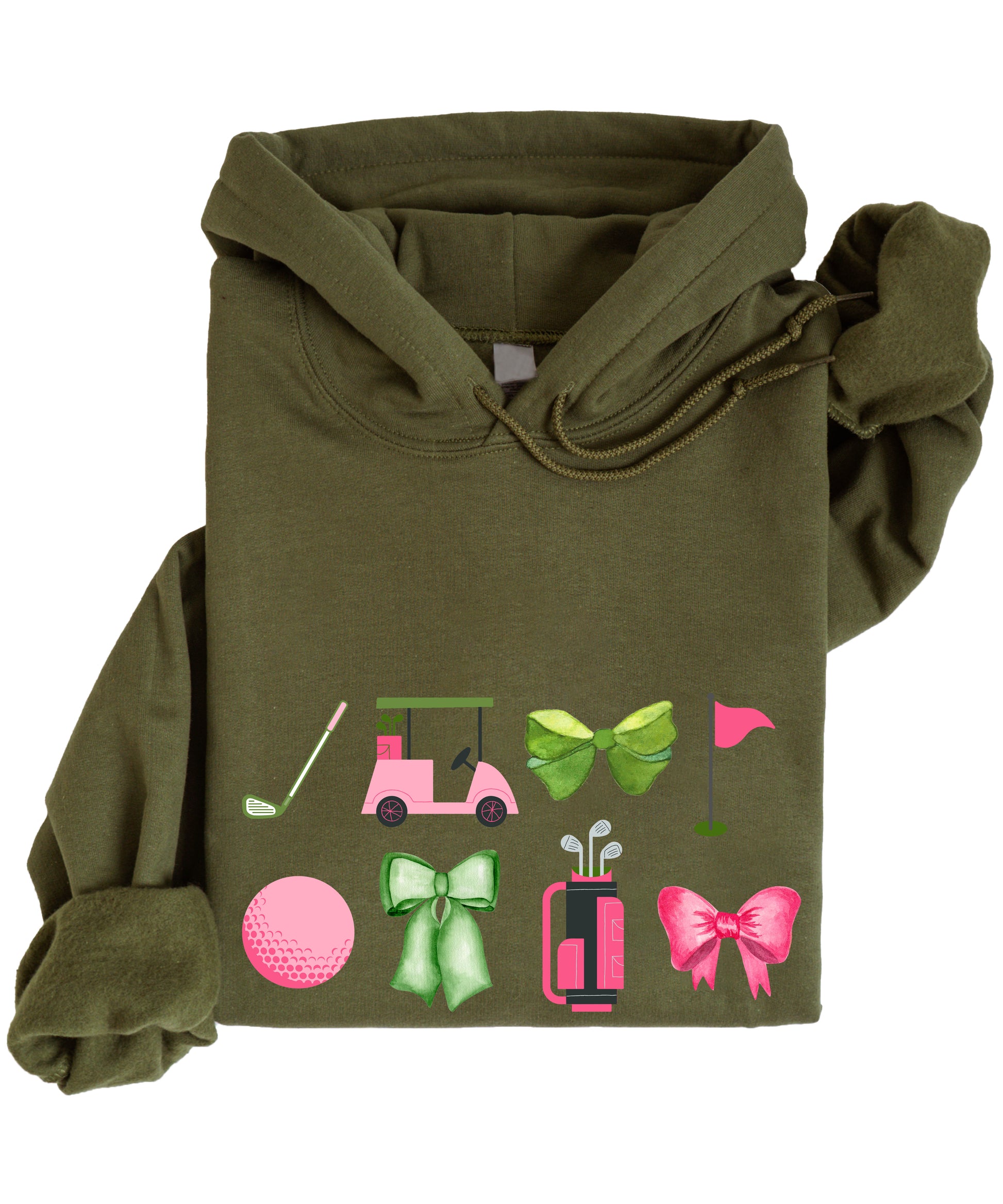 Womens Golf Coquette Bow hoodie in Army Green - view 4
