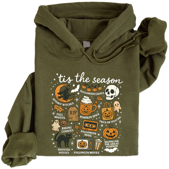 Tis The Season Halloween retro collage hoodie in Army Green - view 4