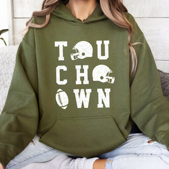 Touchdown football hoodie Army Green view 4