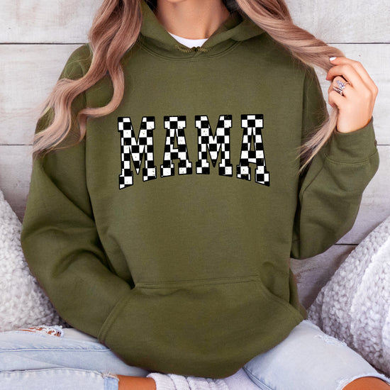 Checkered Mama hoodie for women in Army Green - view 4