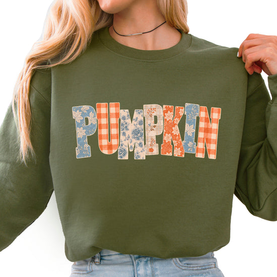 Pumpkin Patch Fall Sweatshirt Army Green Sweatshirt view 4