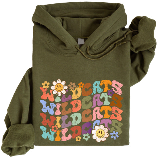 Wildcats Retro Floral Hoodie - Army Green view 4