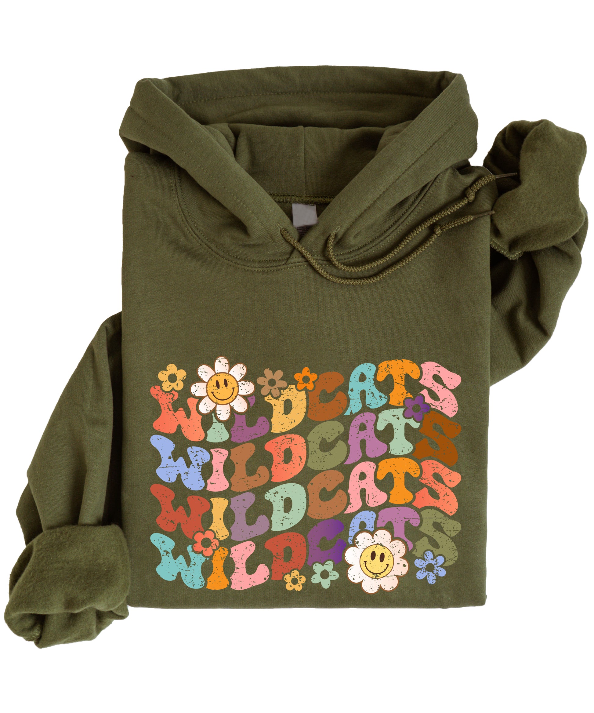 Wildcats Retro Floral Hoodie - Army Green view 4