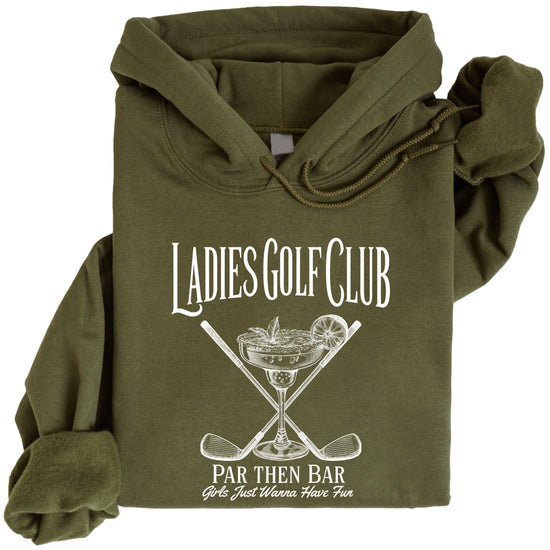Ladies Golf Club Par Then Bar Hoodie for Women - Army Green 4