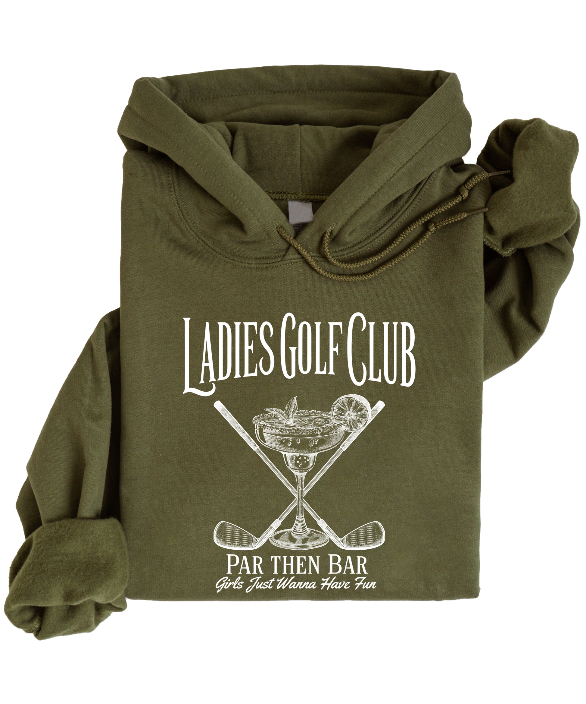Ladies Golf Club Par Then Bar Hoodie for Women - Army Green 4