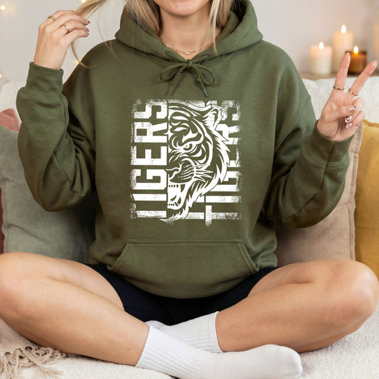Tigers School Spirit Hoodie Army Green view 4
