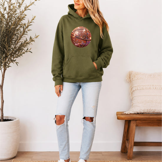 Glitter basketball hoodie in Army Green - view 5