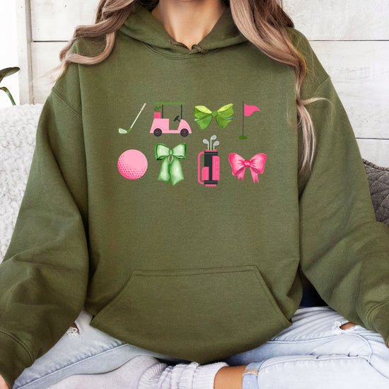 Womens Golf Coquette Bow hoodie in Army Green - view 5