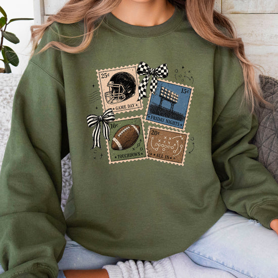 Vintage Football Army Green crewneck sweatshirt, view 5