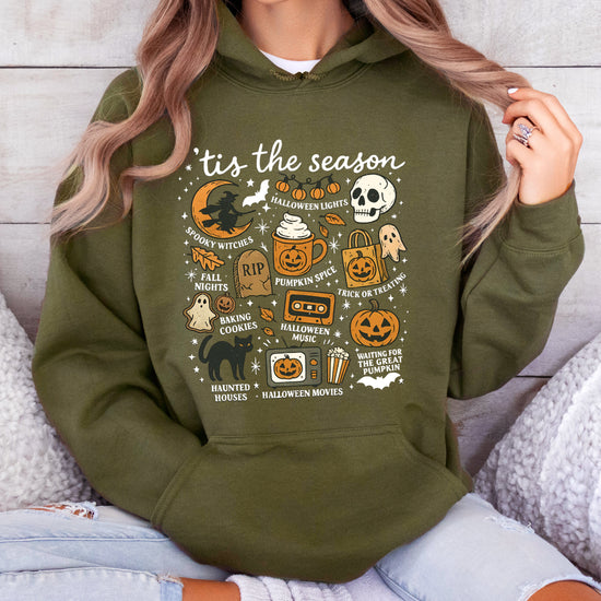 Tis The Season Halloween retro collage hoodie in Army Green - view 5