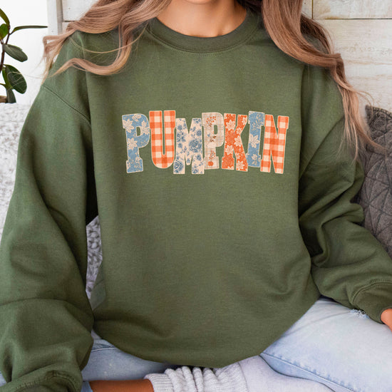 Pumpkin Patch Fall Sweatshirt Army Green Sweatshirt view 5