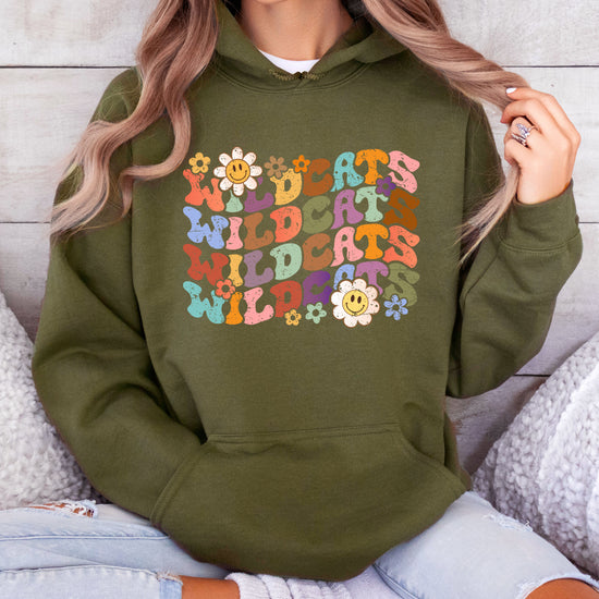 Wildcats Retro Floral Hoodie - Army Green view 5