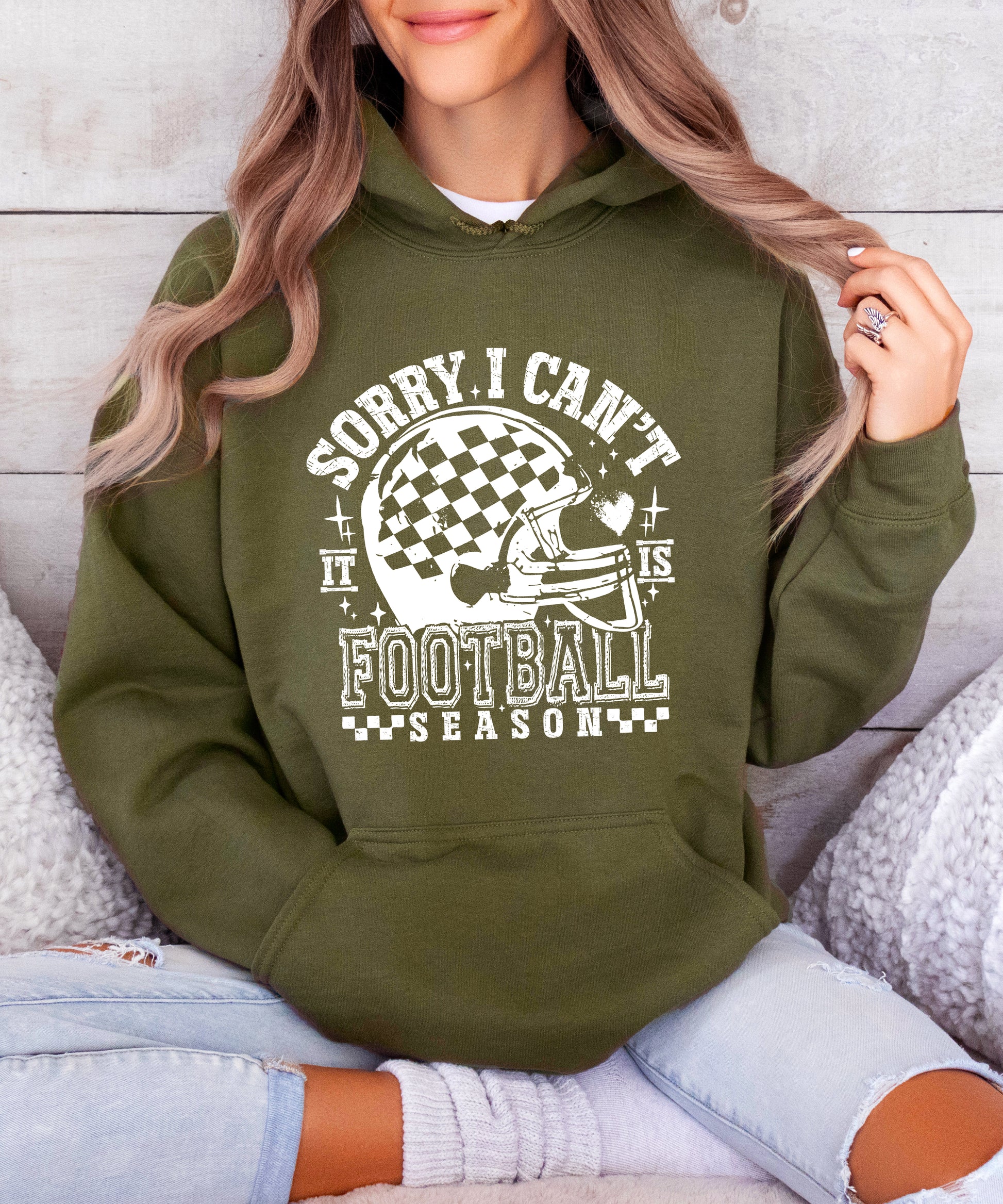 Sorry I Can't It Is Football Season hoodie - Army Green Hoodie - A5