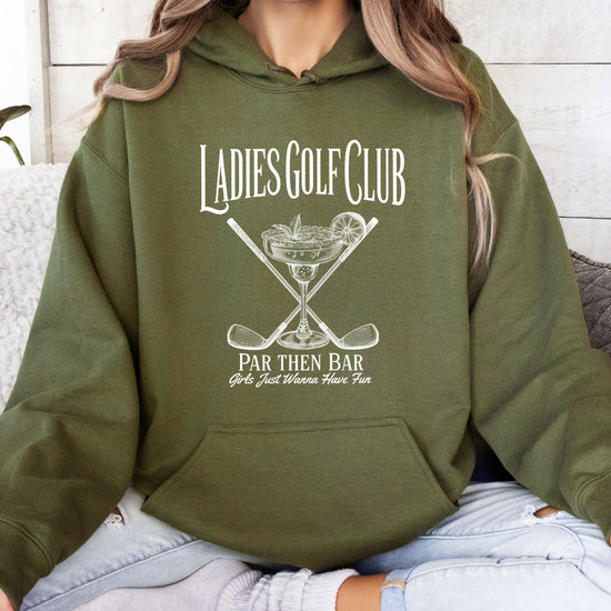Ladies Golf Club Par Then Bar Hoodie for Women - Army Green 5