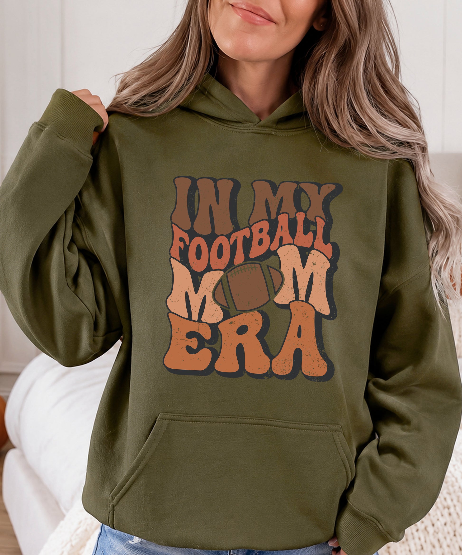 In My Football Mom Era hoodie in Army Green - view 5