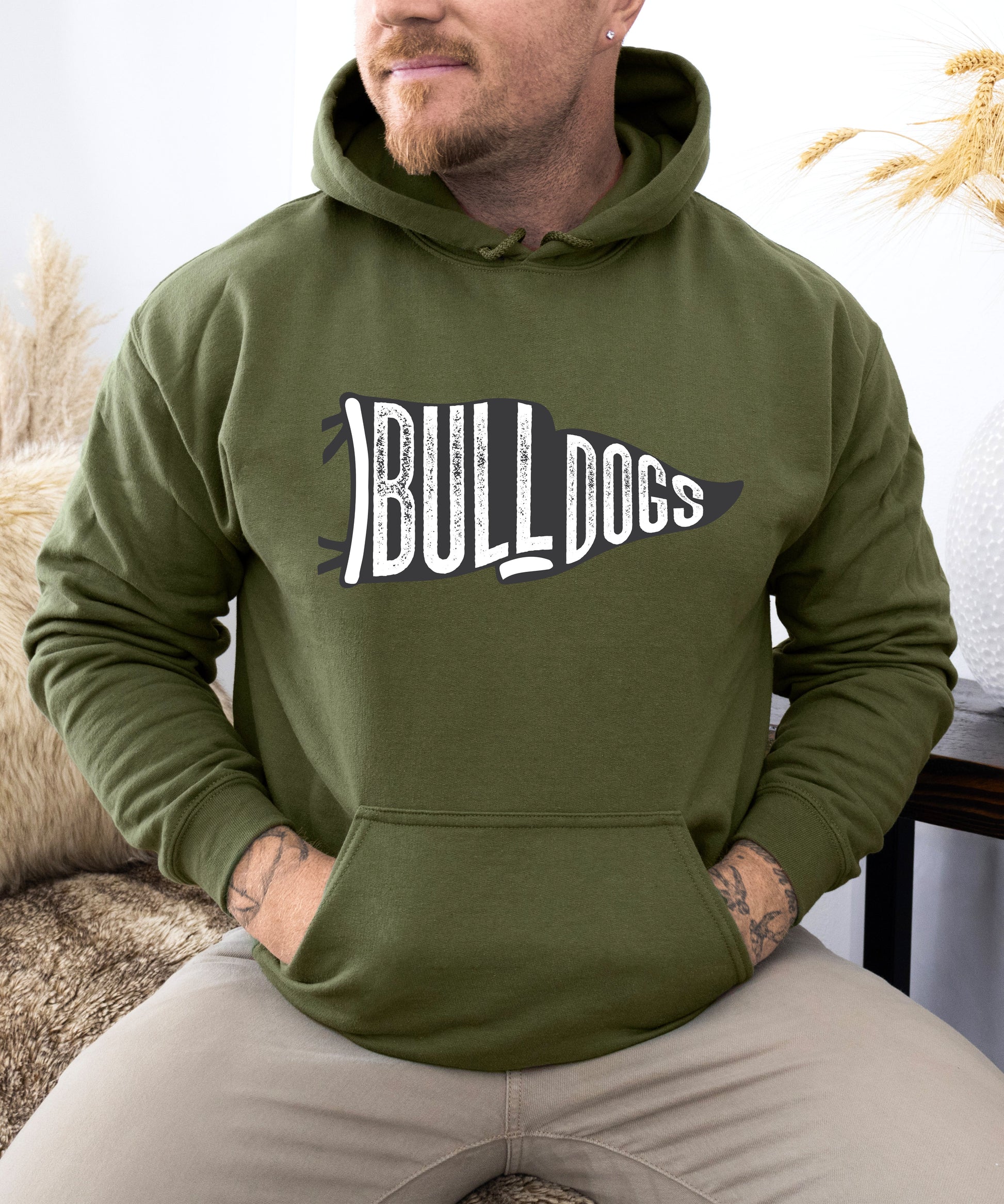 Army Green Bulldogs school spirit hoodie - view 5