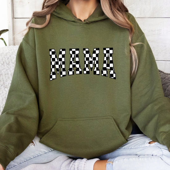 Checkered Mama hoodie for women in Army Green - view 6