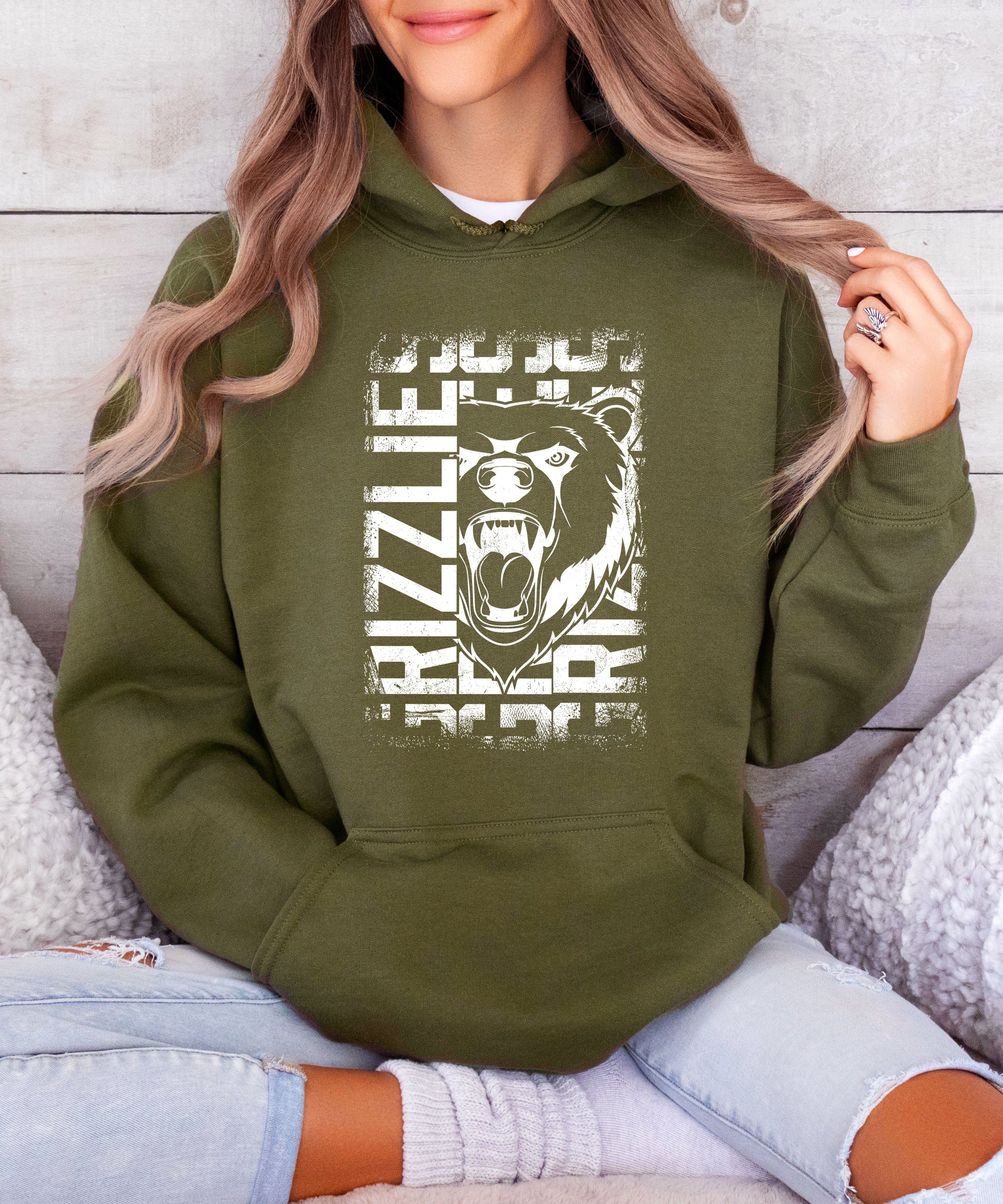 Grizzlies School Spirit hoodie in Army Green - view 6