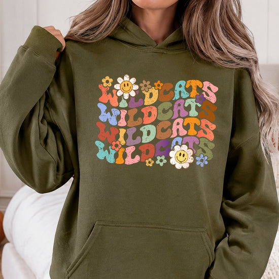 Wildcats Retro Floral Hoodie - Army Green view 6
