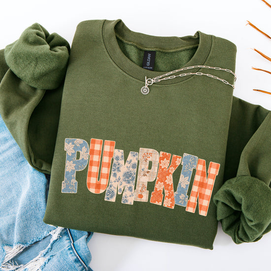 Pumpkin Patch Fall Sweatshirt Army Green Sweatshirt view 6
