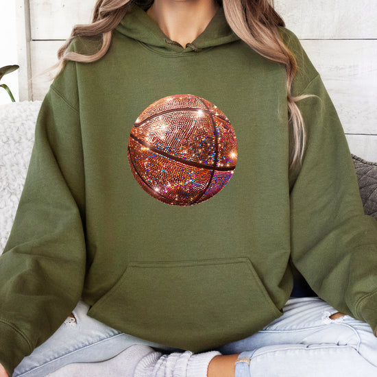Glitter basketball hoodie in Army Green - view 6