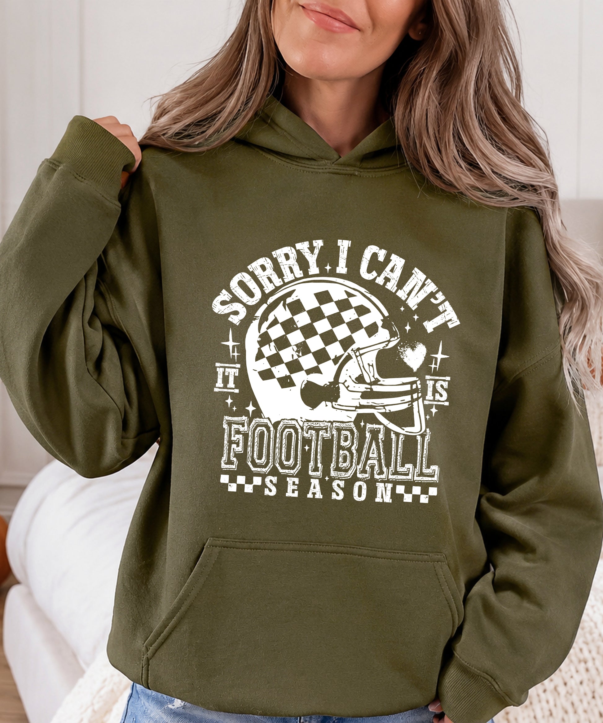 Sorry I Can't It Is Football Season hoodie - Army Green Hoodie - A6