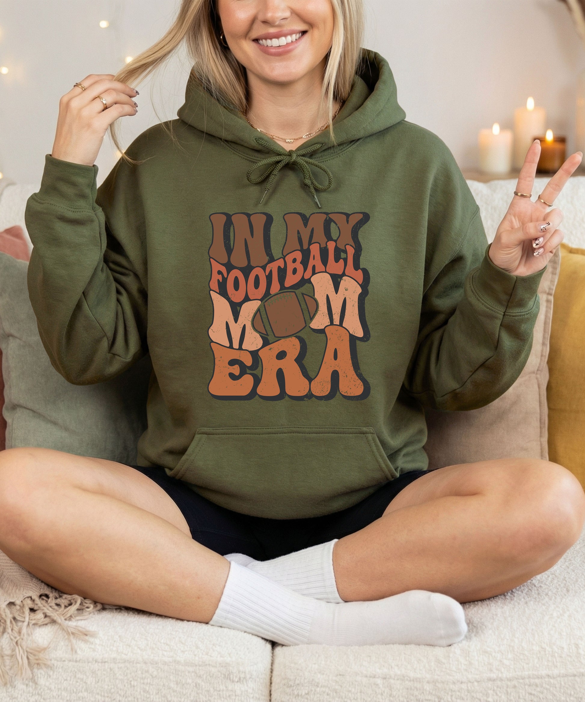 In My Football Mom Era hoodie in Army Green - view 6