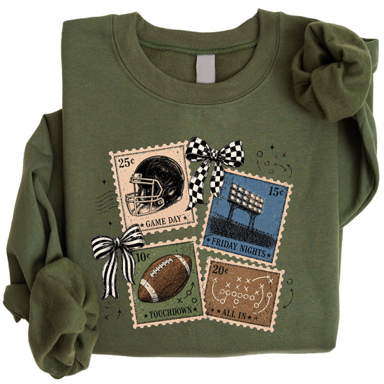Vintage Football Army Green crewneck sweatshirt, view 6