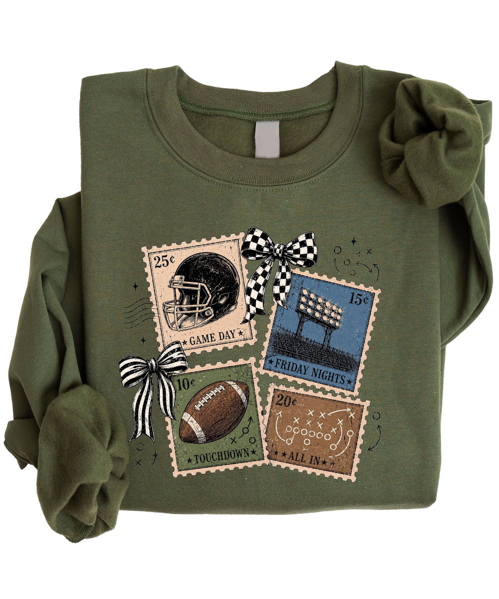 Vintage Football Army Green crewneck sweatshirt, view 6