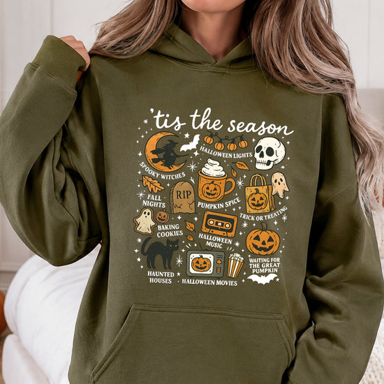 Tis The Season Halloween retro collage hoodie in Army Green - view 6