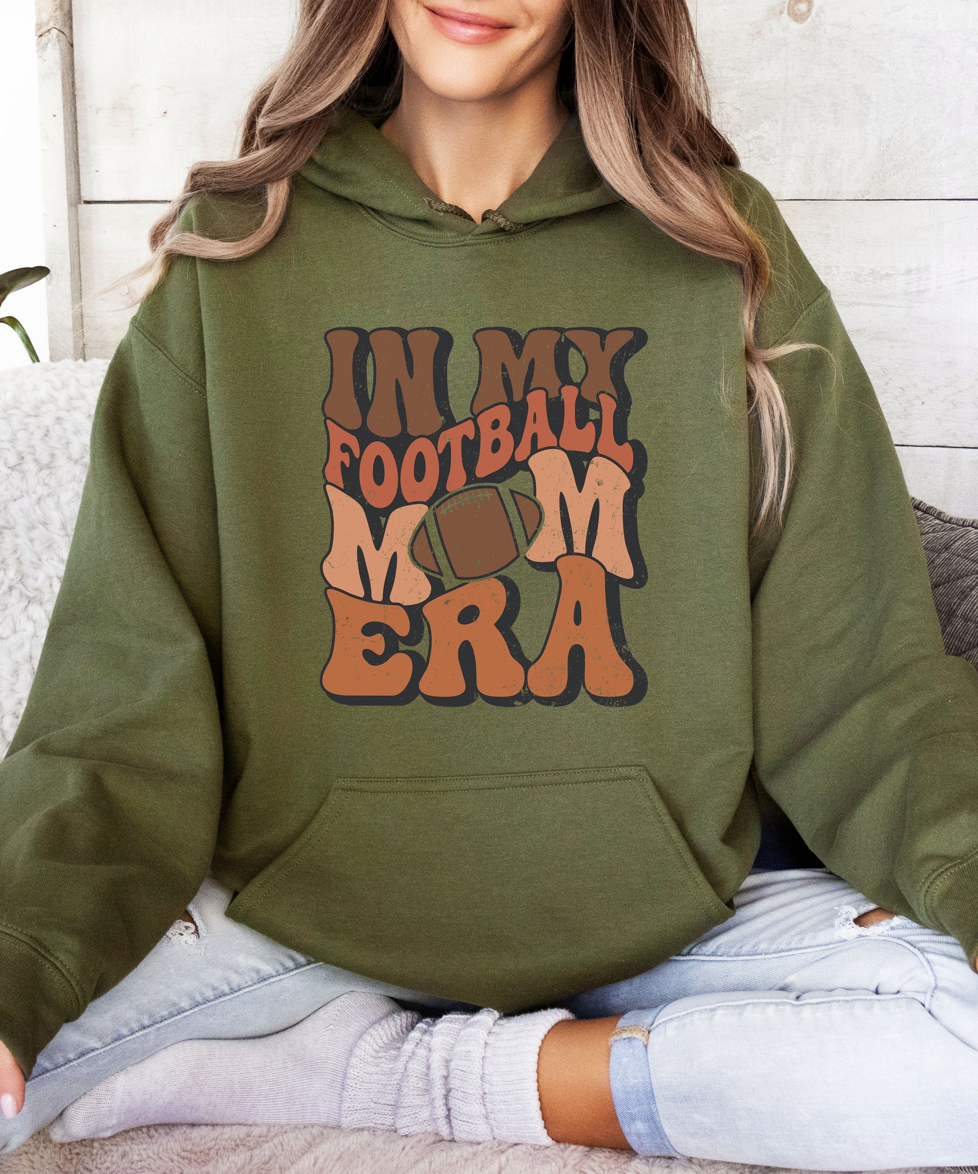 In My Football Mom Era hoodie in Army Green - view 7