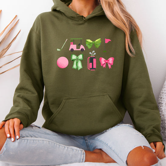 Womens Golf Coquette Bow hoodie in Army Green - view 7