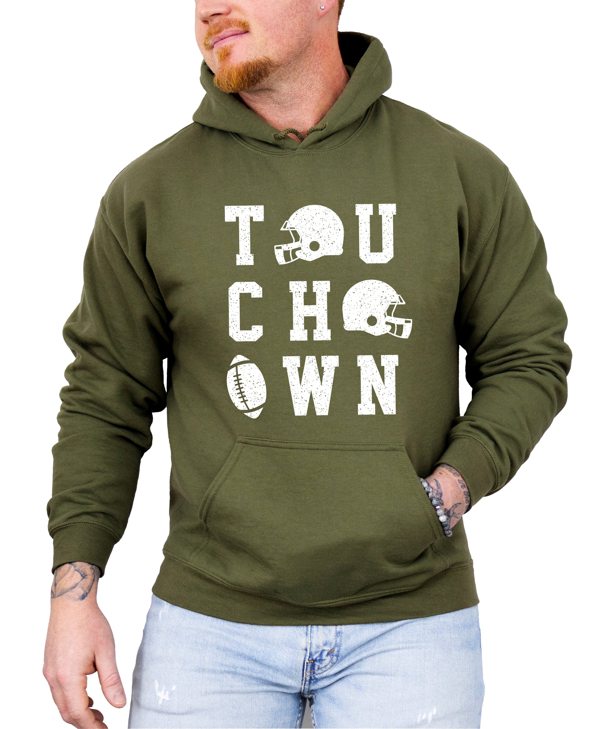 Touchdown football hoodie Army Green view 7