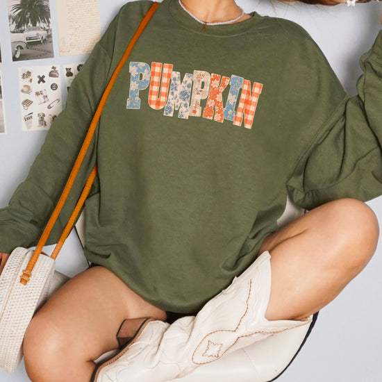 Pumpkin Patch Fall Sweatshirt Army Green Sweatshirt view 7