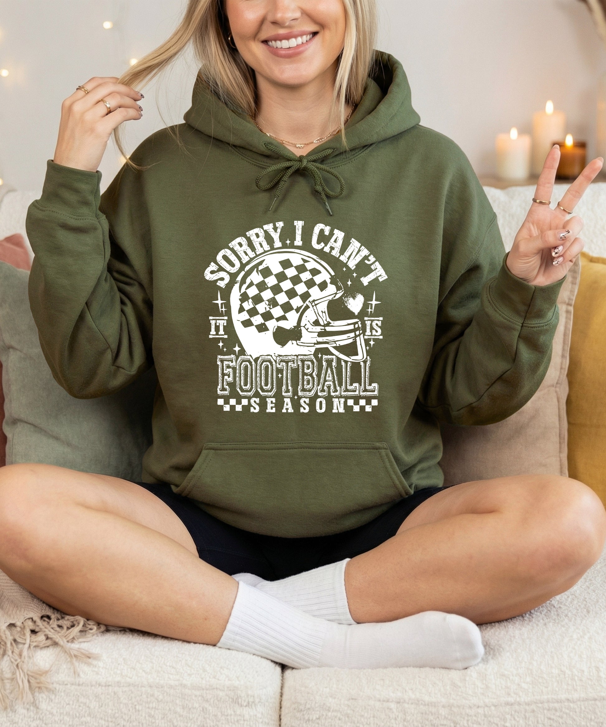 Sorry I Can't It Is Football Season hoodie - Army Green Hoodie - A7