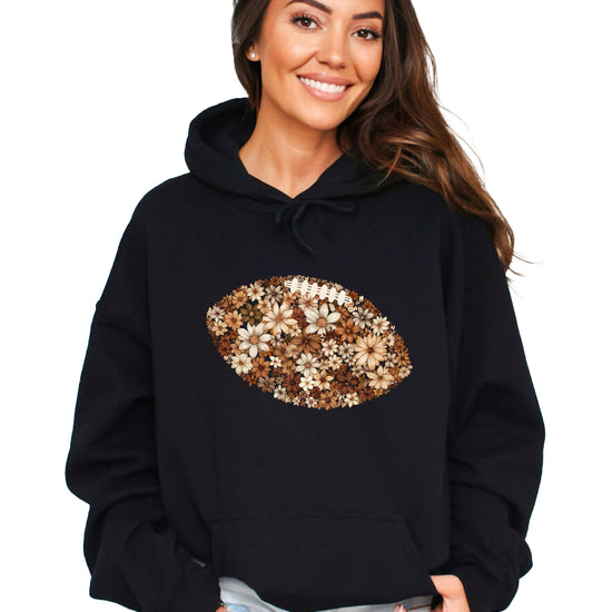 Floral Football Black Hoodie for Women - view 1